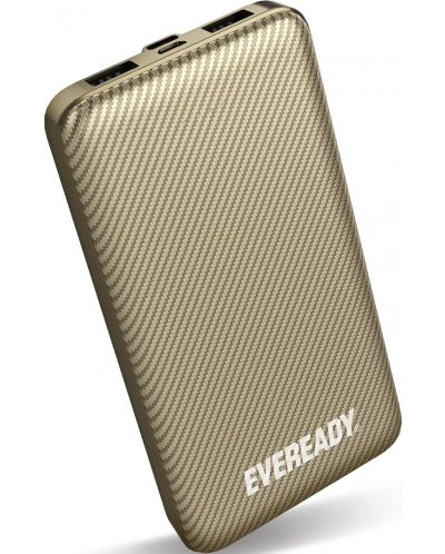 Портативна батерия EVEREADY - Slim, 10000 mAh, златиста - 1