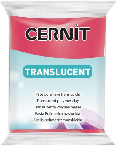 Полимерна глина Cernit Translucent - Рубинено червена, 56 g - 1