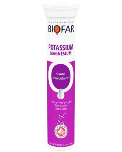 Potassium + Magnesium, 20 ефервесцентни таблетки, Biofar - 1