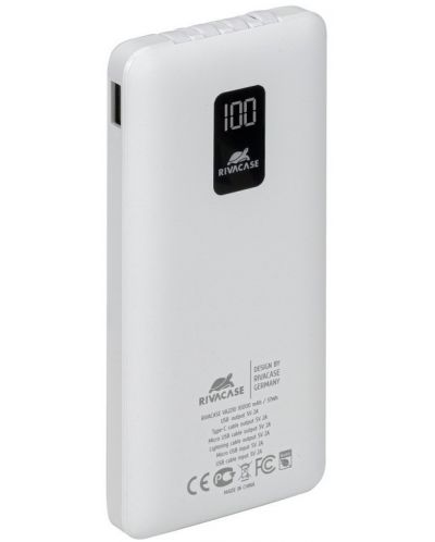 Портативна батерия Rivacase - VA2210, 10000 mAh, бяла - 4