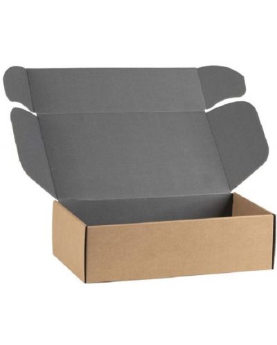 Подаръчна кутия Giftpack - 33 x 18.5 x 9.5 cm, крафт и сиво - 4