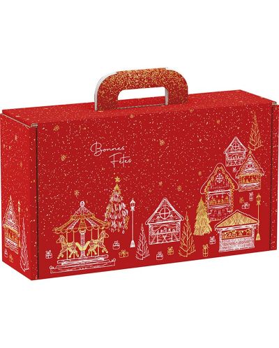 Подаръчна кутия Giftpack Bonnes Fêtes - Червена, 33 cm - 1