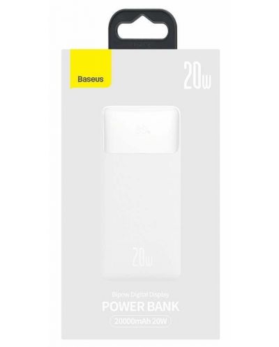 Портативна батерия Baseus - PDML-M02, 20000 mAh/20W, бяла - 4
