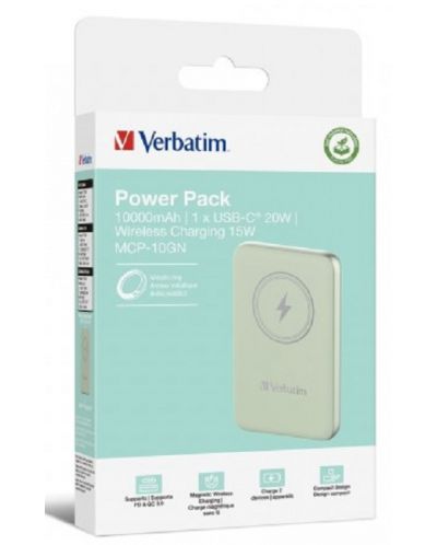 Портативна батерия Verbatim - MCP-10GN, 10000 mAh, зелена - 3