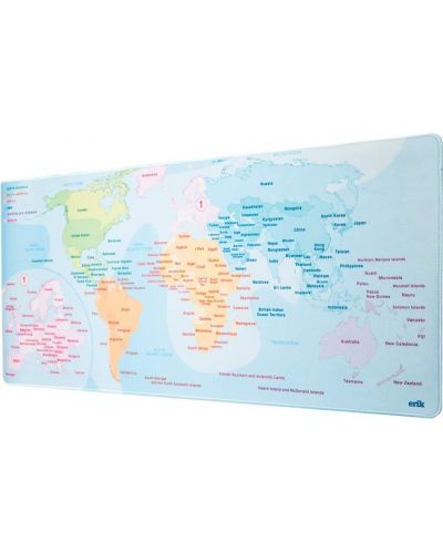 Подложка за мишка Erik - World Map, XL, мека, многоцветна - 1