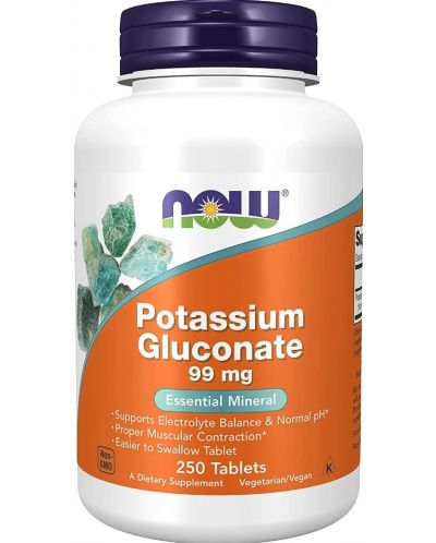 Potassium Gluconate, 99 mg, 250 таблетки, Now - 1