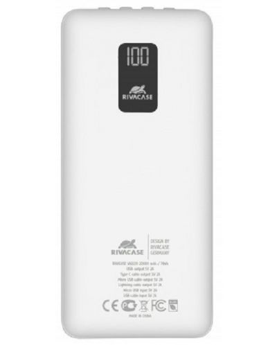 Портативна батерия Rivacase - VA2220, 20000 mAh, бяла - 3
