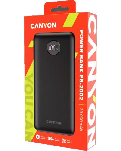 Портативна батерия Canyon - PB-2002, 20000 mAh, черна - 4