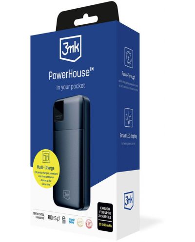 Портативна батерия 3mk - PowerHouse, 20000 mAh, синя - 7