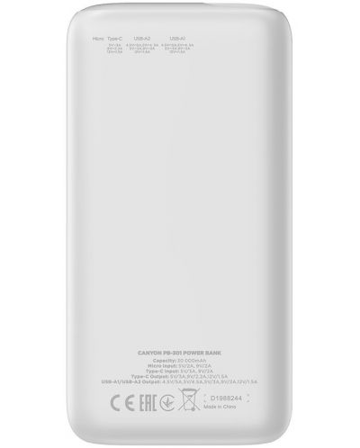 Портативна батерия Canyon - PB-301, 30000 mAh, бяла - 2