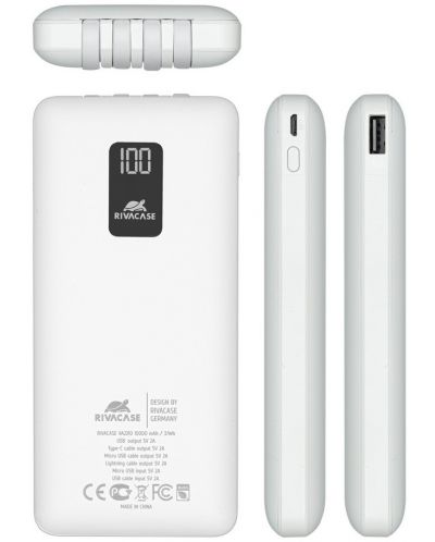 Портативна батерия Rivacase - VA2210, 10000 mAh, бяла - 7