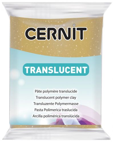 Полимерна глина Cernit Translucent - Златиста с брокат, 56 g - 1