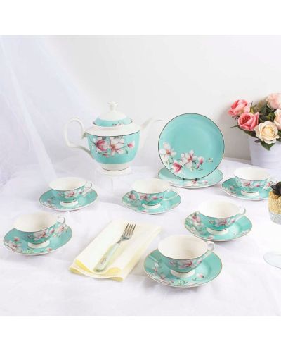 Порцеланов комплект за чай Morello - Tiffany Blue Magnolia, 16 части - 7