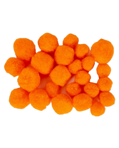 Помпони Fandy - 24 броя, 3 размера, оранжеви - 1