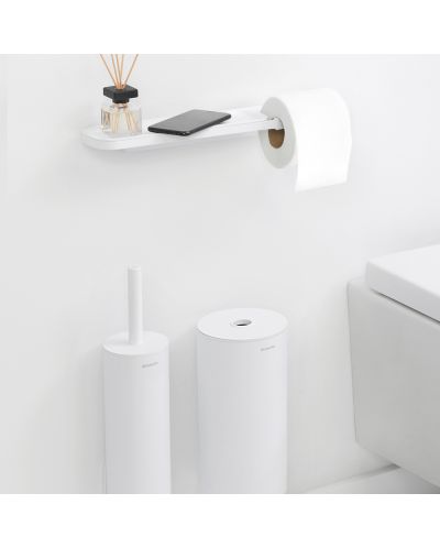 Поставка за тоалетна хартия с рафт Brabantia - MindSet, Mineral Fresh White - 7