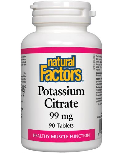 Potassium Citrate, 99 mg, 90 таблетки, Natural Factors - 1