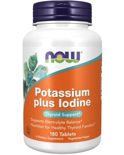 Potassium plus Iodine, 180 таблетки, Now - 1