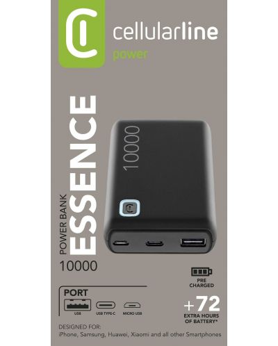 Портативна батерия Cellularline - Essence, 10000 mAh, черна - 3