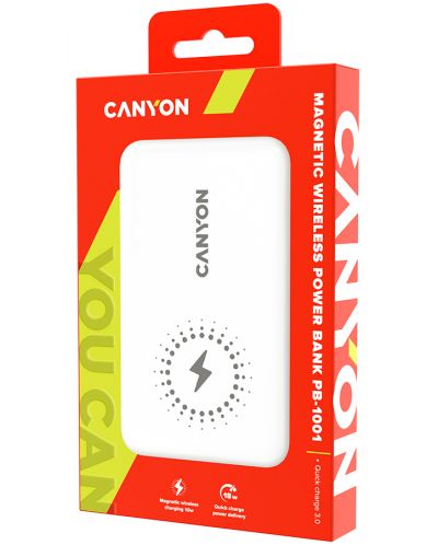 Портативна батерия Canyon - PB-1001 Magsafe, 10000 mAh, бяла - 3