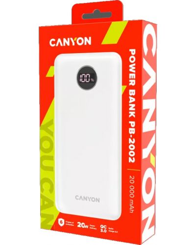 Портативна батерия Canyon - PB-2002, 20000 mAh, бяла - 2