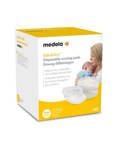 Подплънки за кърма Medela - Safe&Dry, 60 броя - 3