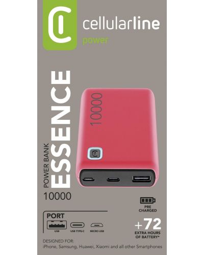 Портативна батерия Cellularline - Essence, 10000 mAh, розова - 3