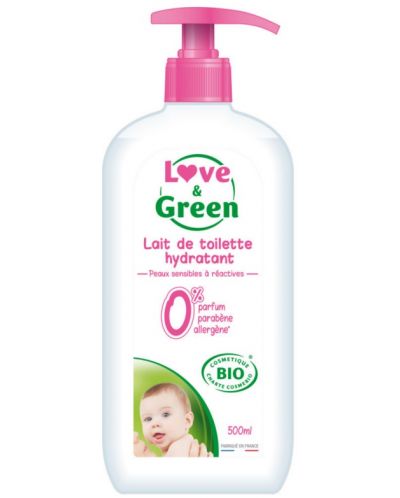 Почистващо мляко Love &amp; Green - Без аромат, 500 ml