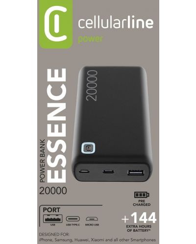 Портативна батерия Cellularline - Essence, 20000 mAh, черна - 3
