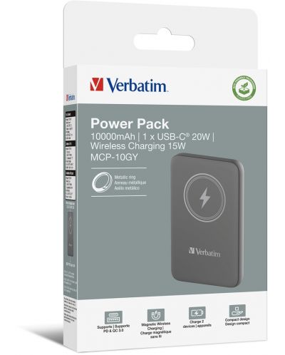 Портативна батерия Verbatim - MCP-10GY Power Pack, 10000 mAh, сива - 4
