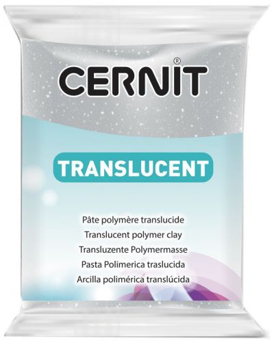 Полимерна глина Cernit Translucent - Сребриста с брокат, 56 g - 1