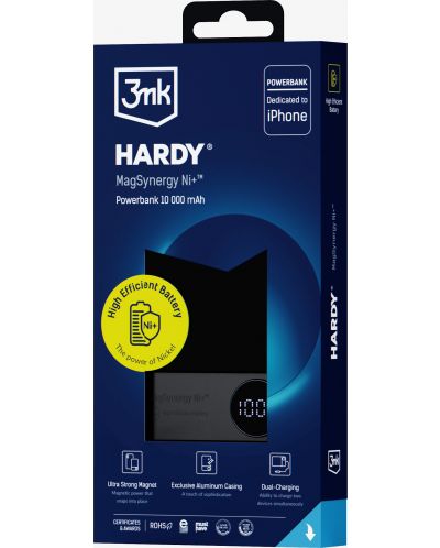 Портативна батерия 3mk - Hardy MagSynergy Ni Plus, 10000 mAh, черна - 3