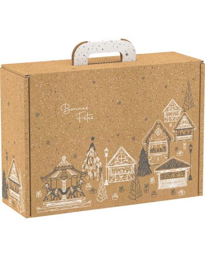Подаръчна кутия Giftpack Bonnes Fêtes - Крафт, 34.2 cm - 1