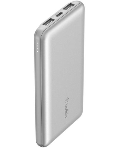 Портативна батерия Belkin - Power Bank, 10000 mAh, кабел USB-C, сребриста - 1