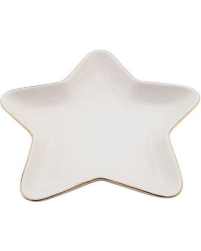 Порцеланова чиния HIT - Звезда, 18 cm, бяла със златно - 1