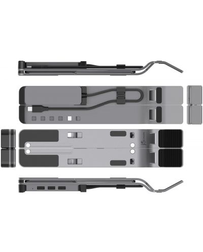 Поставка за лаптоп j5create - JTS223, с USB хъб, 4 порта, USB-C, сребристи - 3