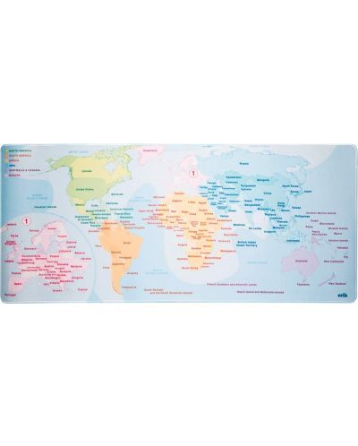 Подложка за мишка Erik - World Map, XL, мека, многоцветна - 2