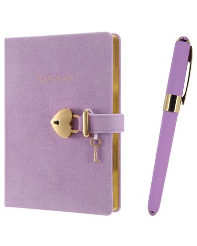 Подаръчен комплект Victoria's Journals - Hush Hush, лилав, 2 части, в кутия - 1