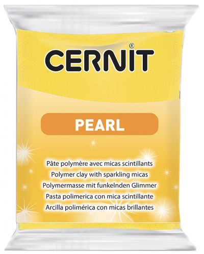 Полимерна глина Cernit Pearl - Жълта, 56 g - 1