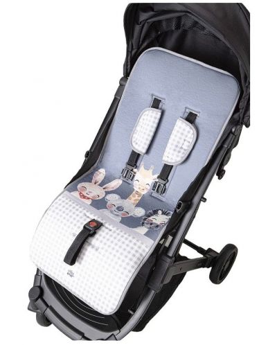 Подложка за бебешка количка Interbaby - С животни, сива - 5