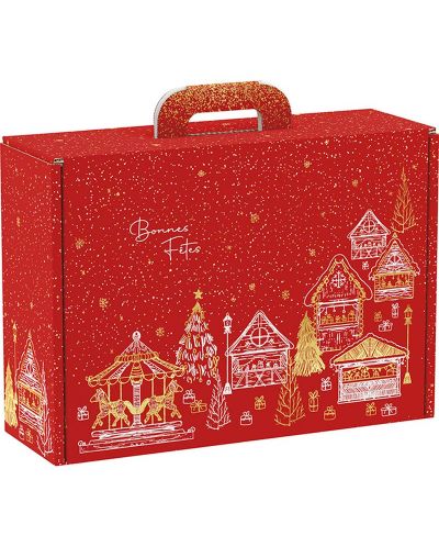 Подаръчна кутия Giftpack Bonnes Fêtes - Червена, 34.2 cm - 1