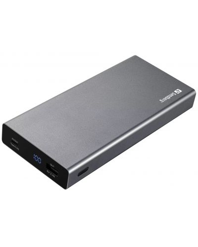 Портативна батерия Sandberg - USB-C PD 100W, 20000 mAh/100W, сива - 1