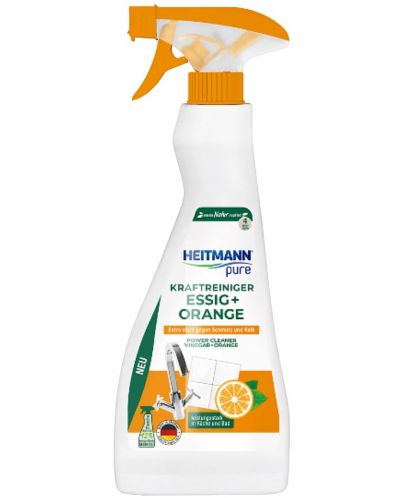 Почистващ препарат за баня Heitmann - Pure Power, 500 ml, оцет и портокал - 1