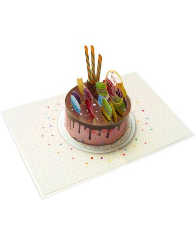 Поздравителна картичка Kiriori Pop-up - Торта с макарони - 4