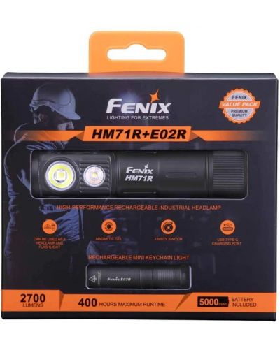 Подаръчен комплект Fenix - Челник HM71R и фенерче E02R - 1