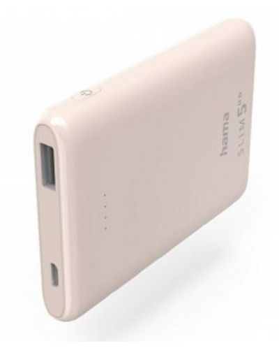 Портативна батерия Hama - 201664, 5000 mAh, розова - 1