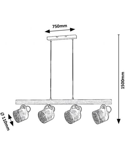 Полилей Rabalux - Rotem 3300, IP20, E14, 4 x 40W, 230V, черен мат - 2