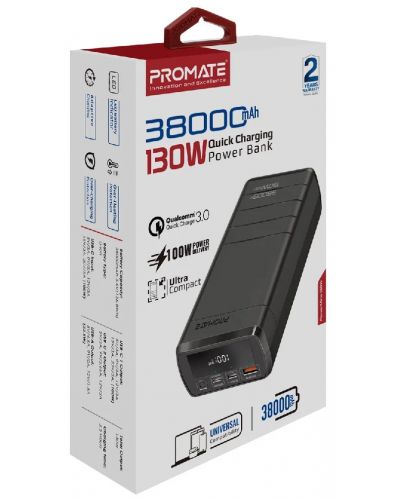 Портативна батерия ProMate - PowerMine, 38000 mAh, черна - 2