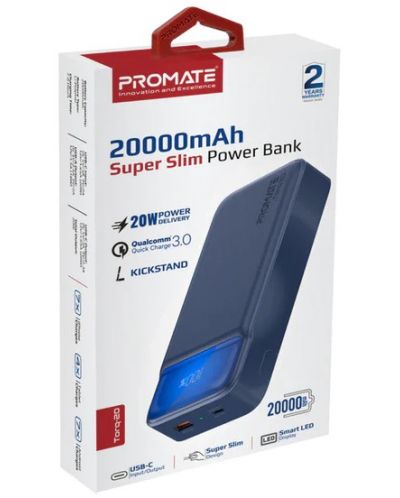 Портативна батерия ProMate - Torq-20, 20000 mAh, синя - 2