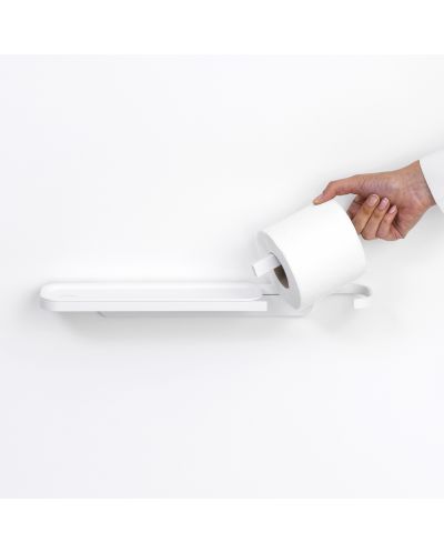 Поставка за тоалетна хартия с рафт Brabantia - MindSet, Mineral Fresh White - 4