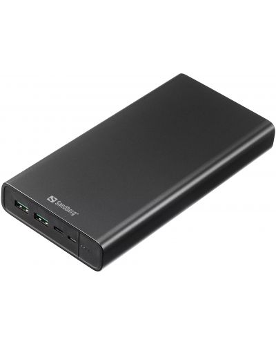 Портативна батерия Sandberg - USB-C PD 100W, 38400 mAh, черна - 1